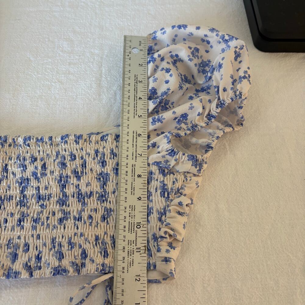 Coquette Ditsy Floral Milkmaid Crop Top Regency Bridgerton Romantic Feminine M - Picture 8 of 9
